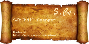 Sáhó Csenger névjegykártya